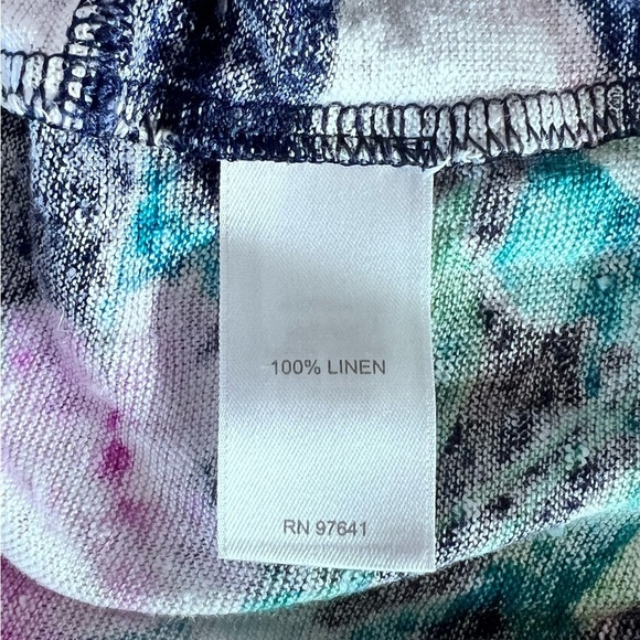 J JILL LOVE LINEN FLORAL PRINT SZ MP SUDE TIE NAVY PINK PURPLE MARLED FABRIC - Picture 7 of 10